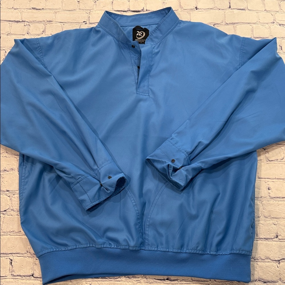 Zero Restrictions Microfiber Polyester Men's 1/4 Snap Blue Pullover Jacket L